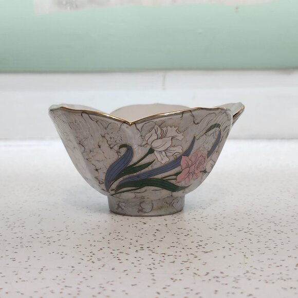 Fine China Grey Floral Lotus Bowl - Picture 3 of 8